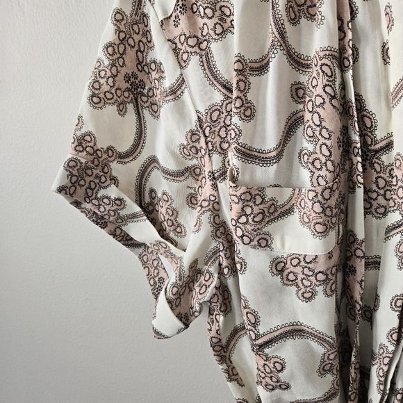 Reiss Ivory Nico Printed Mini Shirt Dress Size 8 Neutral Pockets Short Sz 8 - Picture 6 of 11